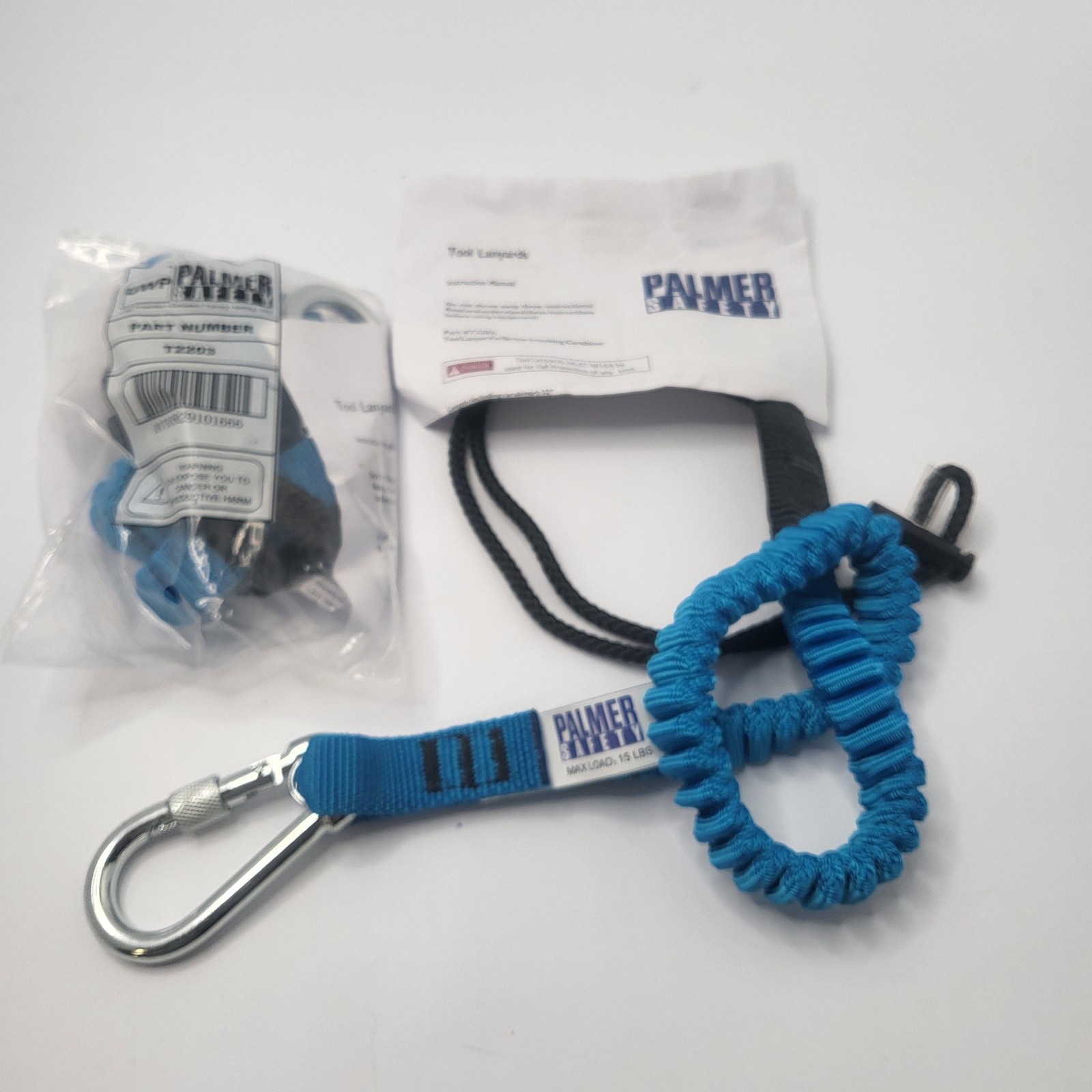 2pk GWP Palmer Safety T2203 Blue Tool Lanyard Screw Gate Carabiner 15 LB Max