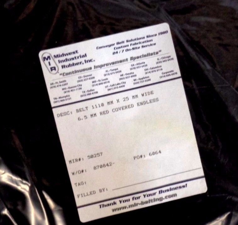 NEW IN FACTORY PACKAGE MIR MIDWEST INDUSTRIAL RUBBER P/N 50257 BELT