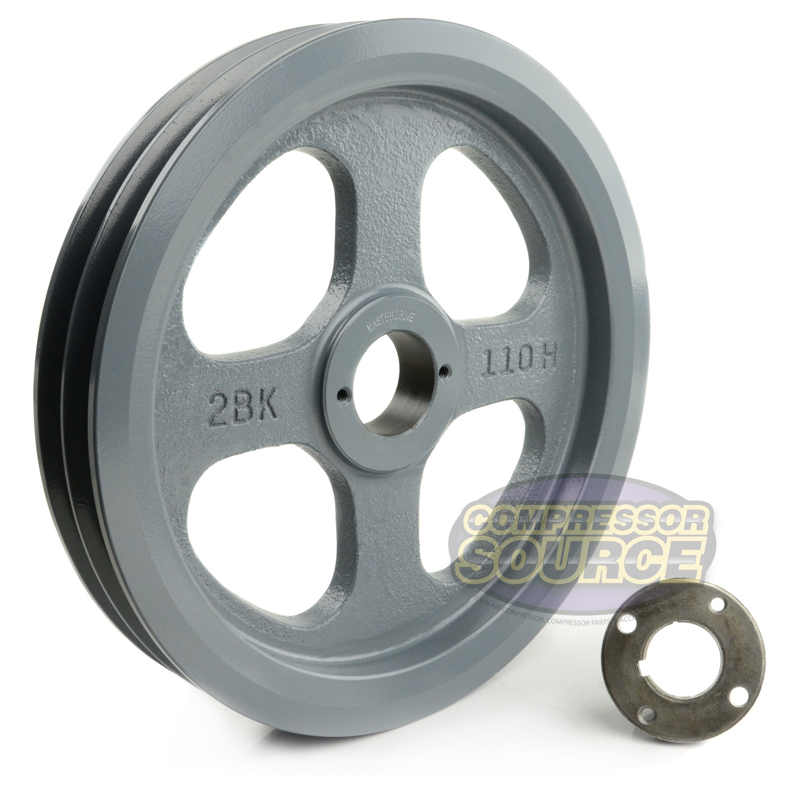 Cast Iron 10.75″ Dual Groove Pulley Belt B Section 5L and 1-3/16″ Sheave Bushing