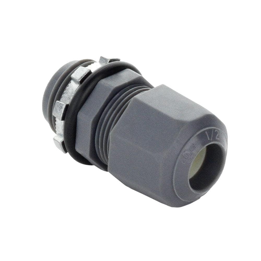 2 pk 1/2 in Non-Metallic Strain Relief Cord Connector 0.235-0.400 Wire Range