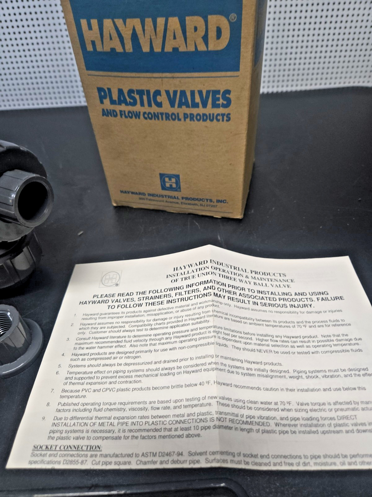 HAYWARD TW1050ST 3-Way True Union 1/2″ Ball Valve PVC NSMP