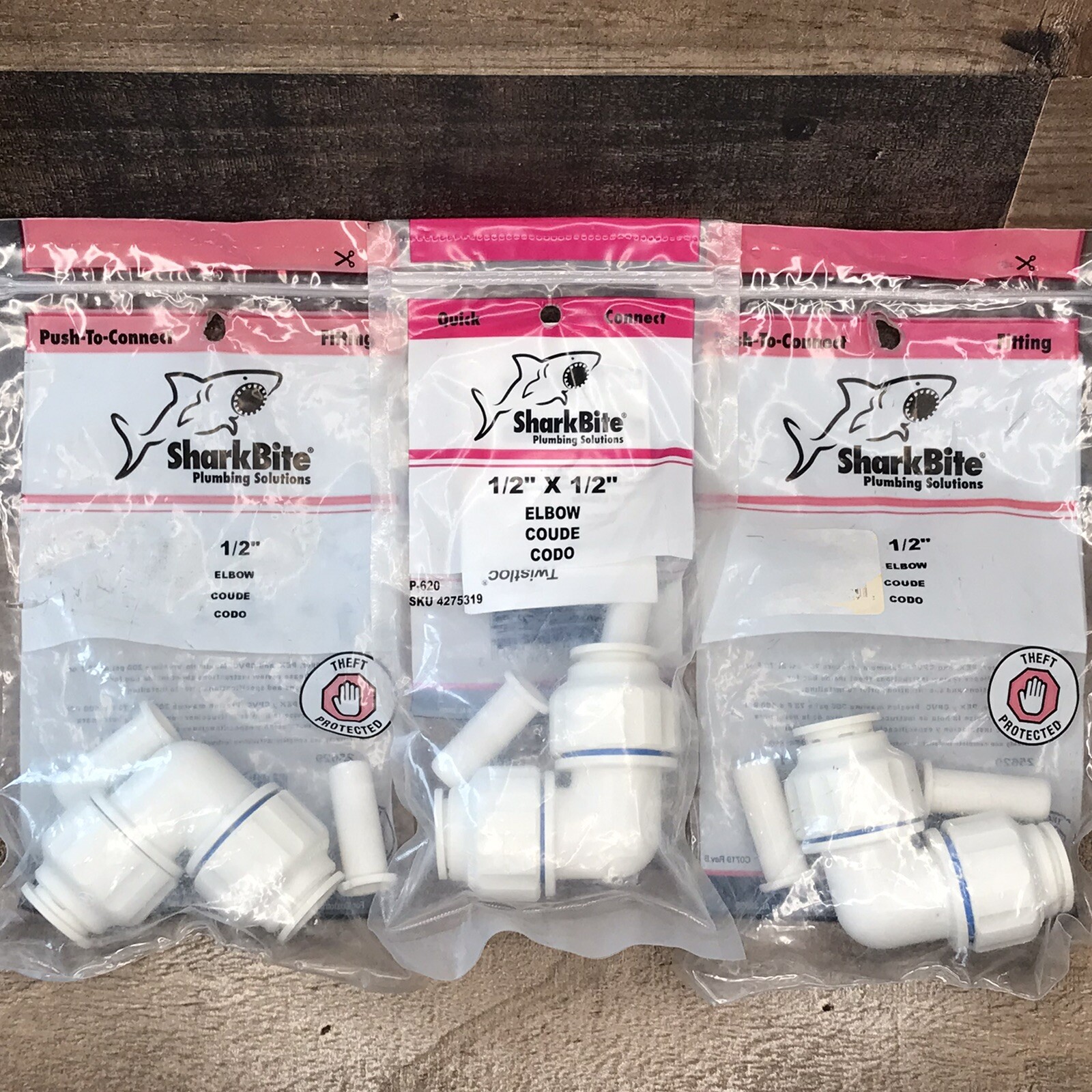 SharkBite 25629 200 PSI Push-to-Connect Union Elbow 1/2 x 1/2 Dia. in. *Lot Of 3