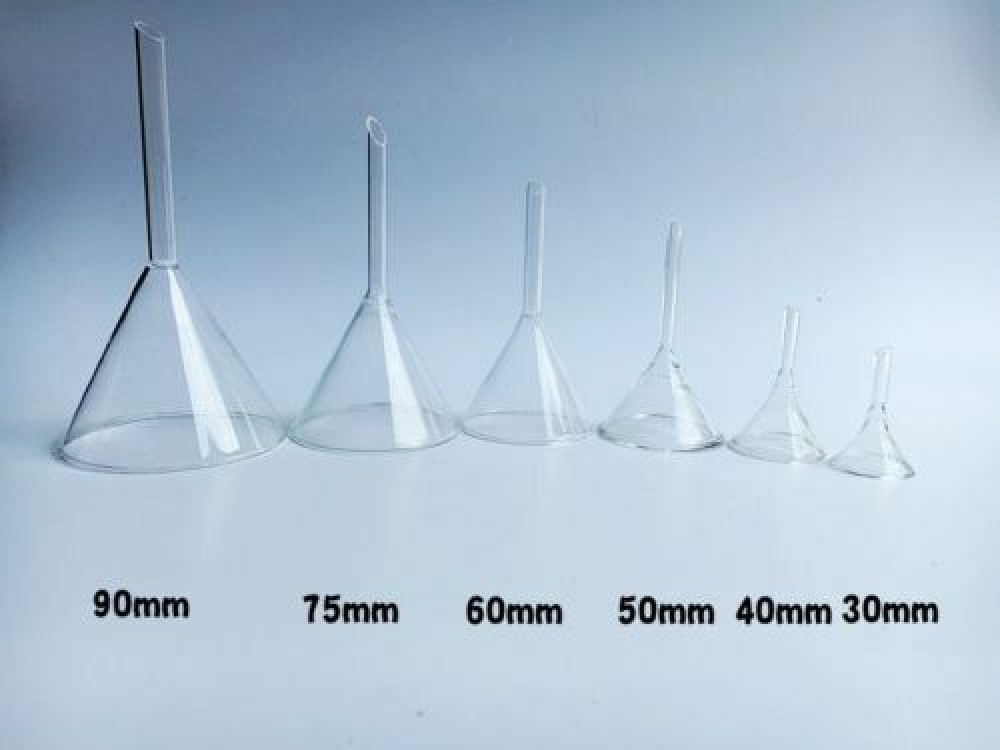 Funnel short rod borosilicate glass equipment 30/40/50/60/75/90/100/120mm