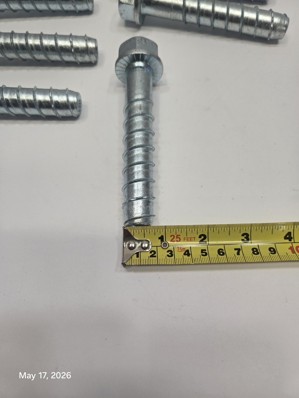 Concrete Screw Anchors Zinc Plated 3/4″ x 4 1/2″ Case Hardened Hex Washer 8 PCs