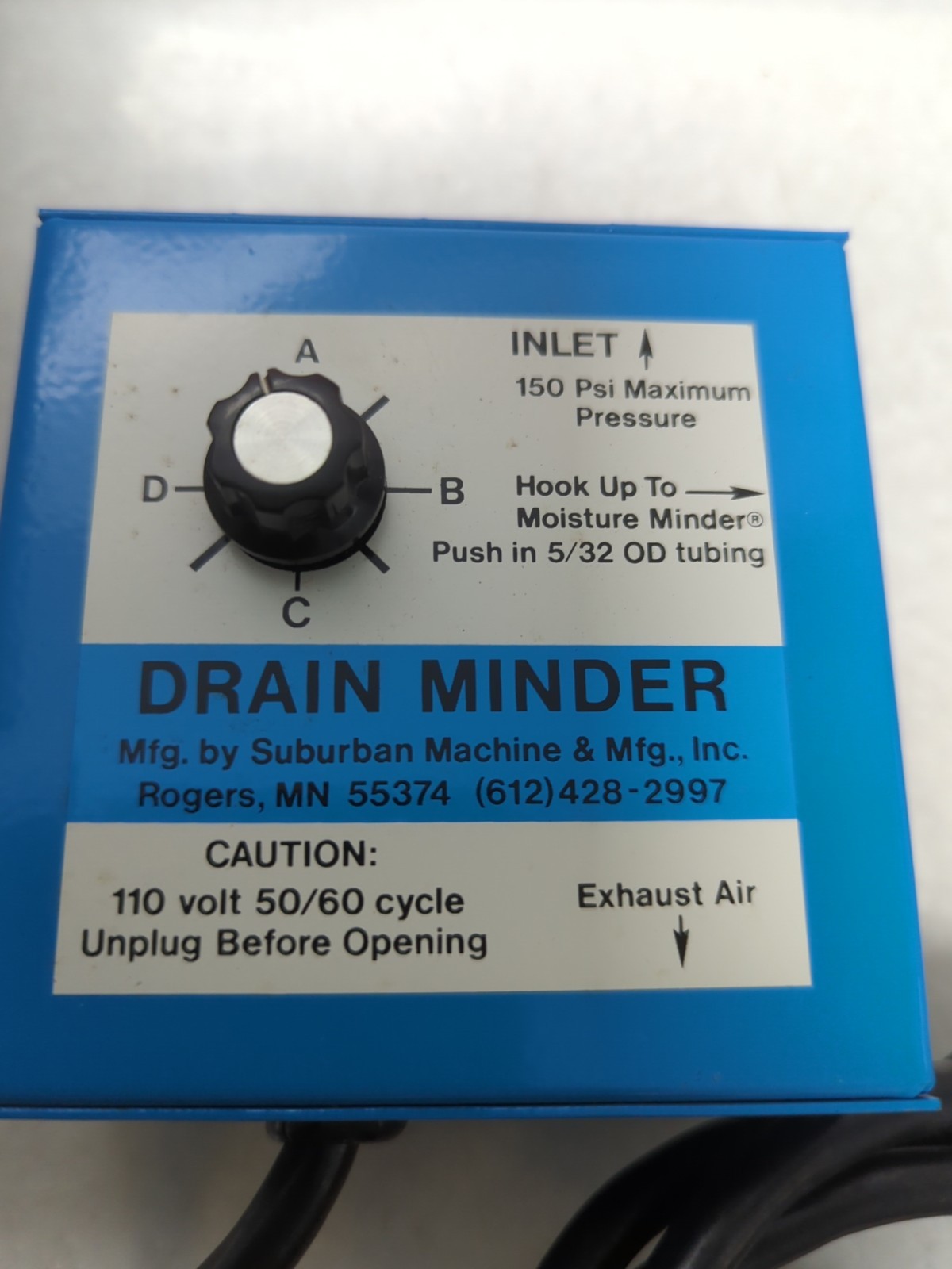 SUBURBAN MACHINE,50/60 CYCLE,DRAIN MINDER 110 VOLT PRE-OWNED
