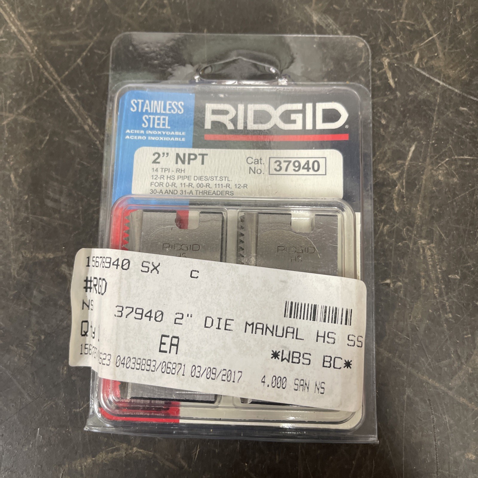Ridgid 37940 2” 11-1/2 TPI High Speed Steel Manual Threader Pipe Die