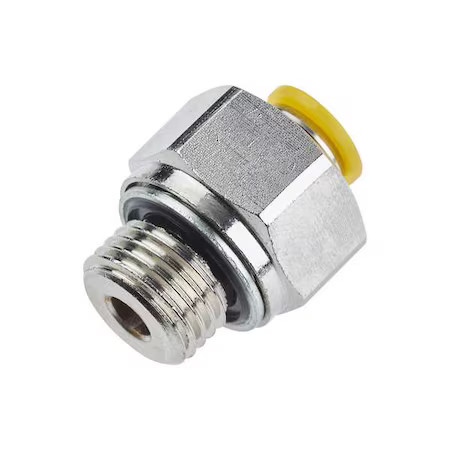 Parker 68Plp-8M-6G Metric Metal Push-To-Connect Fitting, Brass, Silver