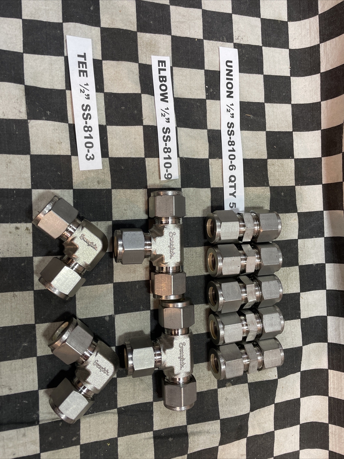 SWAGELOK SS-810-3 SS-810-6 SS-810-9 TEE ELBOW 1/2″, LOT OF 9, SHIPSAMEDAY#163912