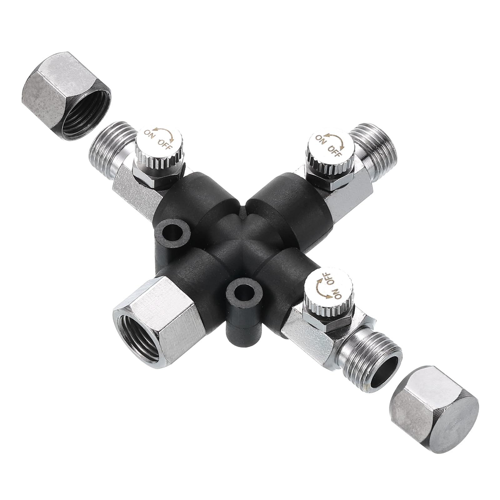 3 Way Brush Adapter, 1/8″ BSP Hose Splitter Manifold with Adjust Knob Valve, …