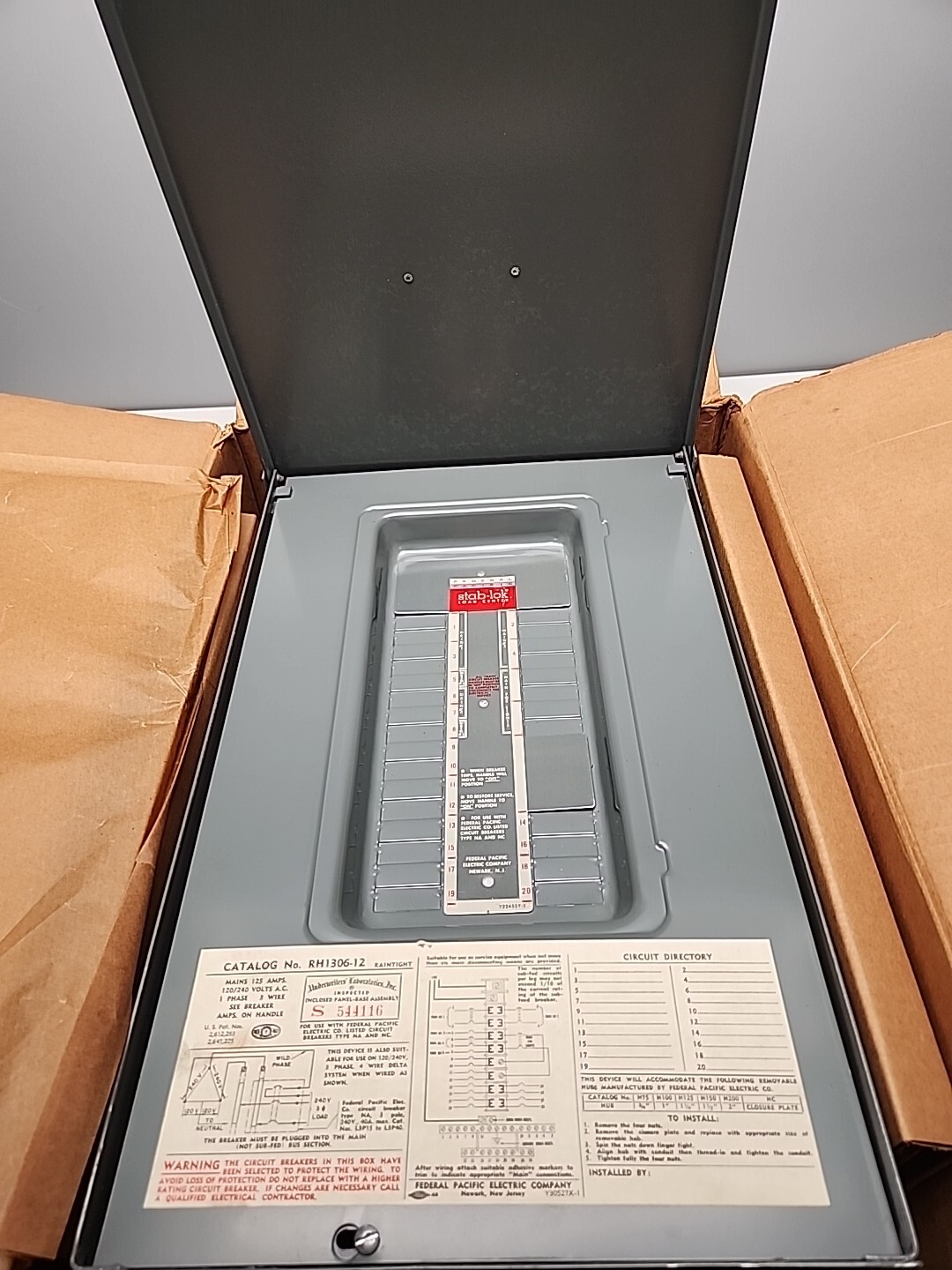 FPE 125A 120/240VAC SINGLE PHASE RAINTIGHT ENCLOSURE RH1306-12