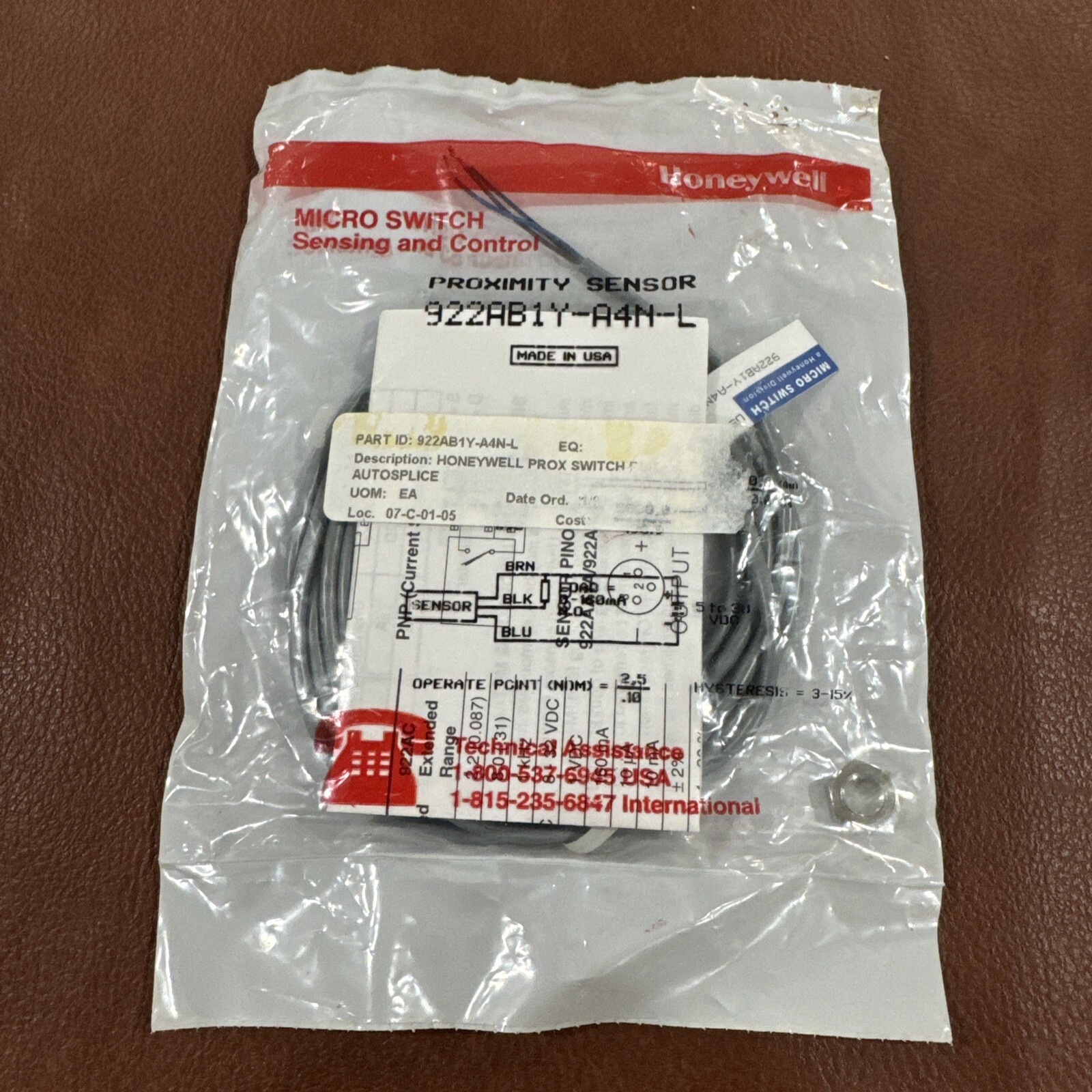 Honeywell Micro Switch 922AB1Y-A4N-L Inductive Proximity Switch #JB-CV-1F