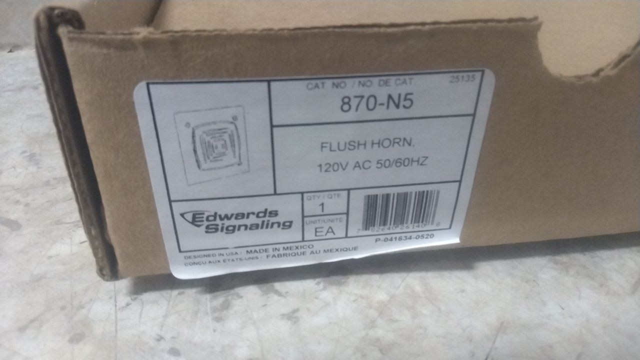 Edwards Signaling 870-N5 120VAC Wall/Flush Mount Vibrating Horn
