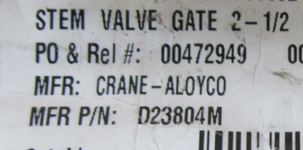 Crane-Aloyco D23804M 2-1/2 Gate Valve Stem