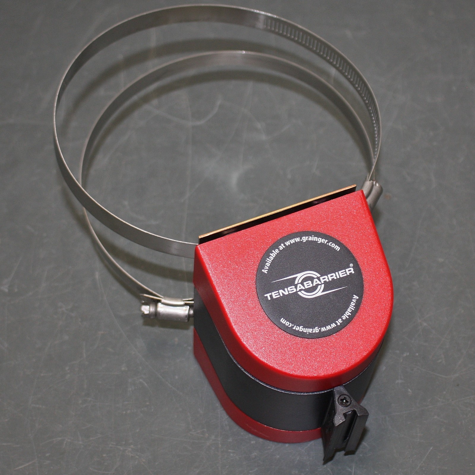 Tensabarrier 15ft Retractable Belt Barrier “Authorized Access Only”, Hose Clamp