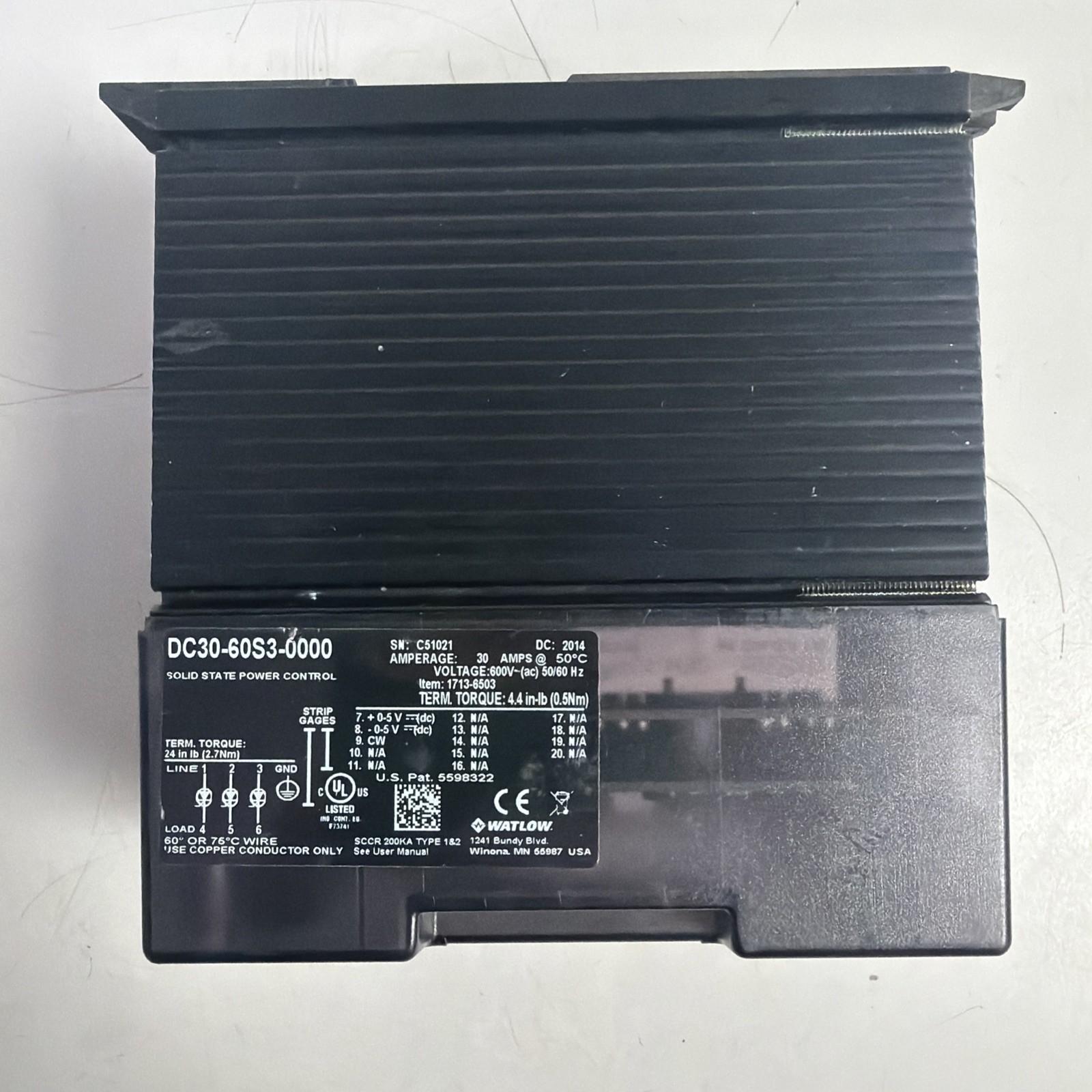 Watlow DIN-A-MITE DC30-60S3-0000 Solid State Power Controller