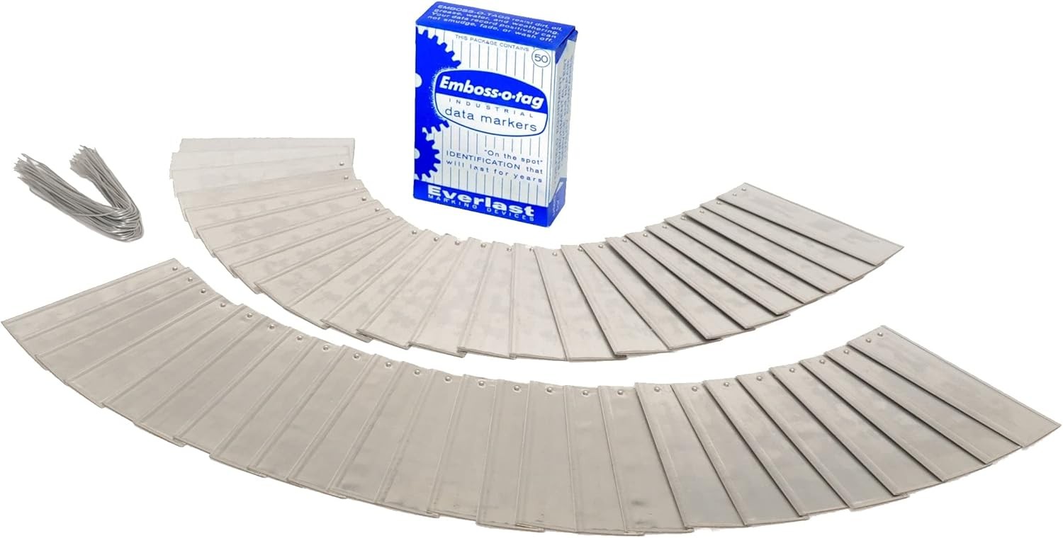 Emboss-O-Tag Double Sided Write On Metal Labels for Outdoor, Gardening, and Hig