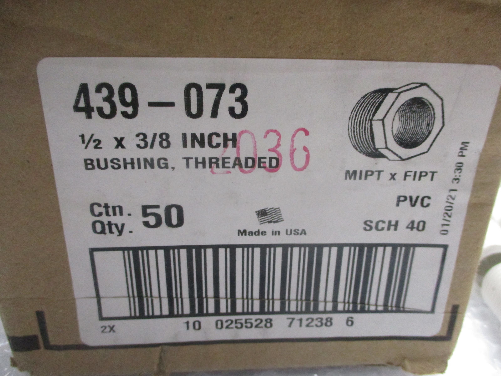 LASCO FITTINGS 439-073 1/2X3/8″ BUSHING PKG OF 50 NSMP