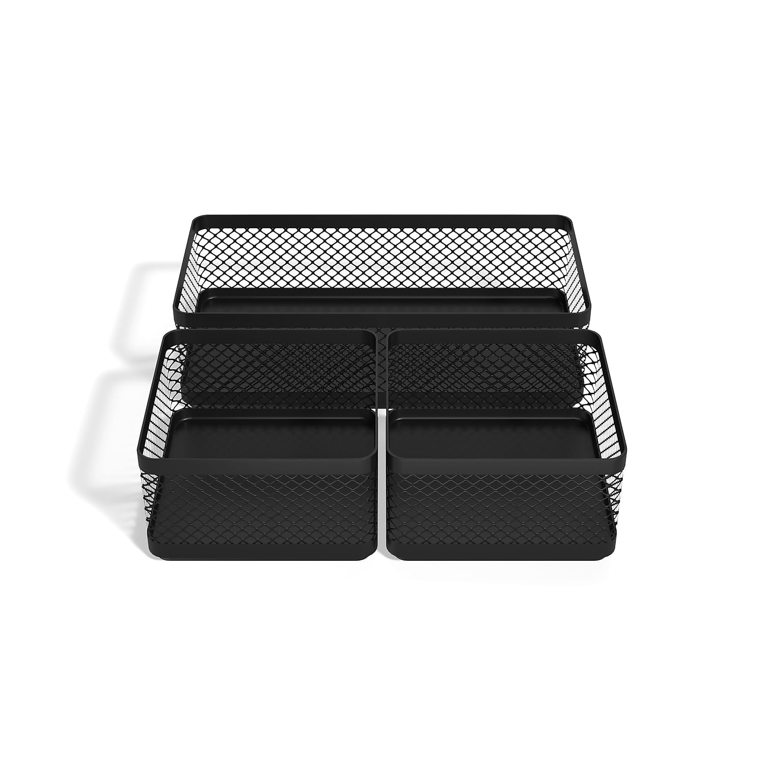 TRU RED Stackable Wire Mesh Desk Organizer, 3‑Compartment – No Size, black