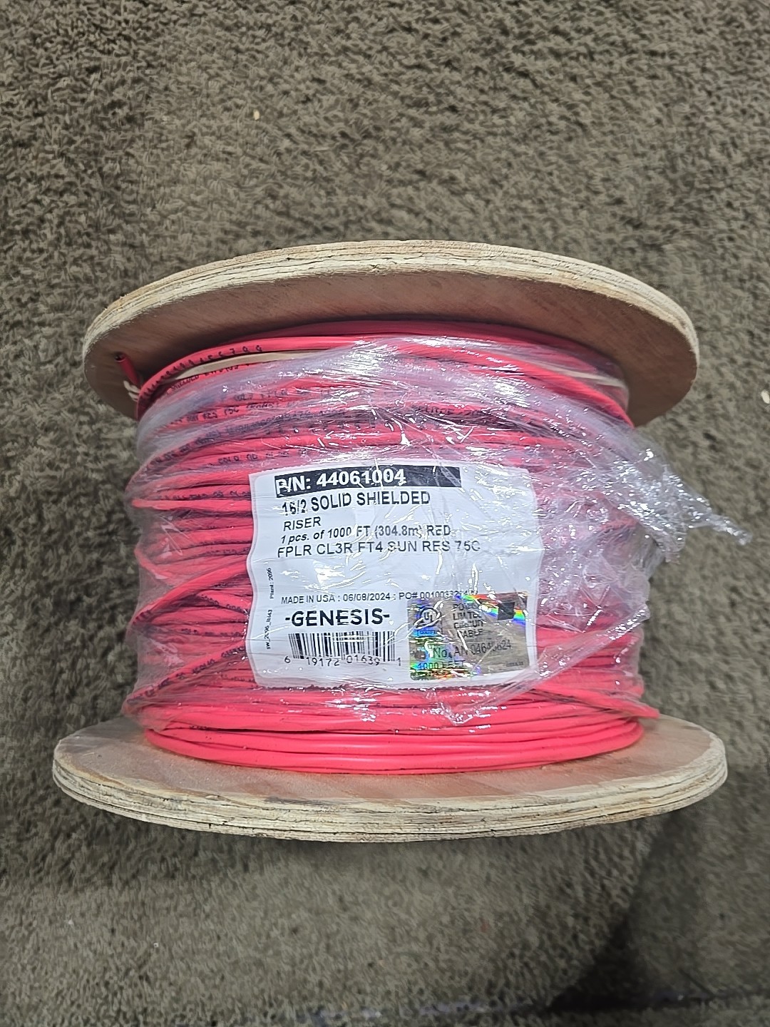 50ft 16/2 Solid Shielded Honeywell Genesis Cable Riser CL3R FPLR FT4 Sun Res 75C