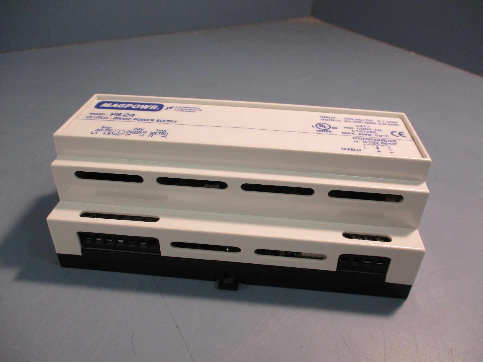 MAGPOWR MAXCESS CLUTCH BRAKE-POWER SUPPLY PS-24 IN: 24AC/DC 2.1A OUT: 24VDC 2.0A