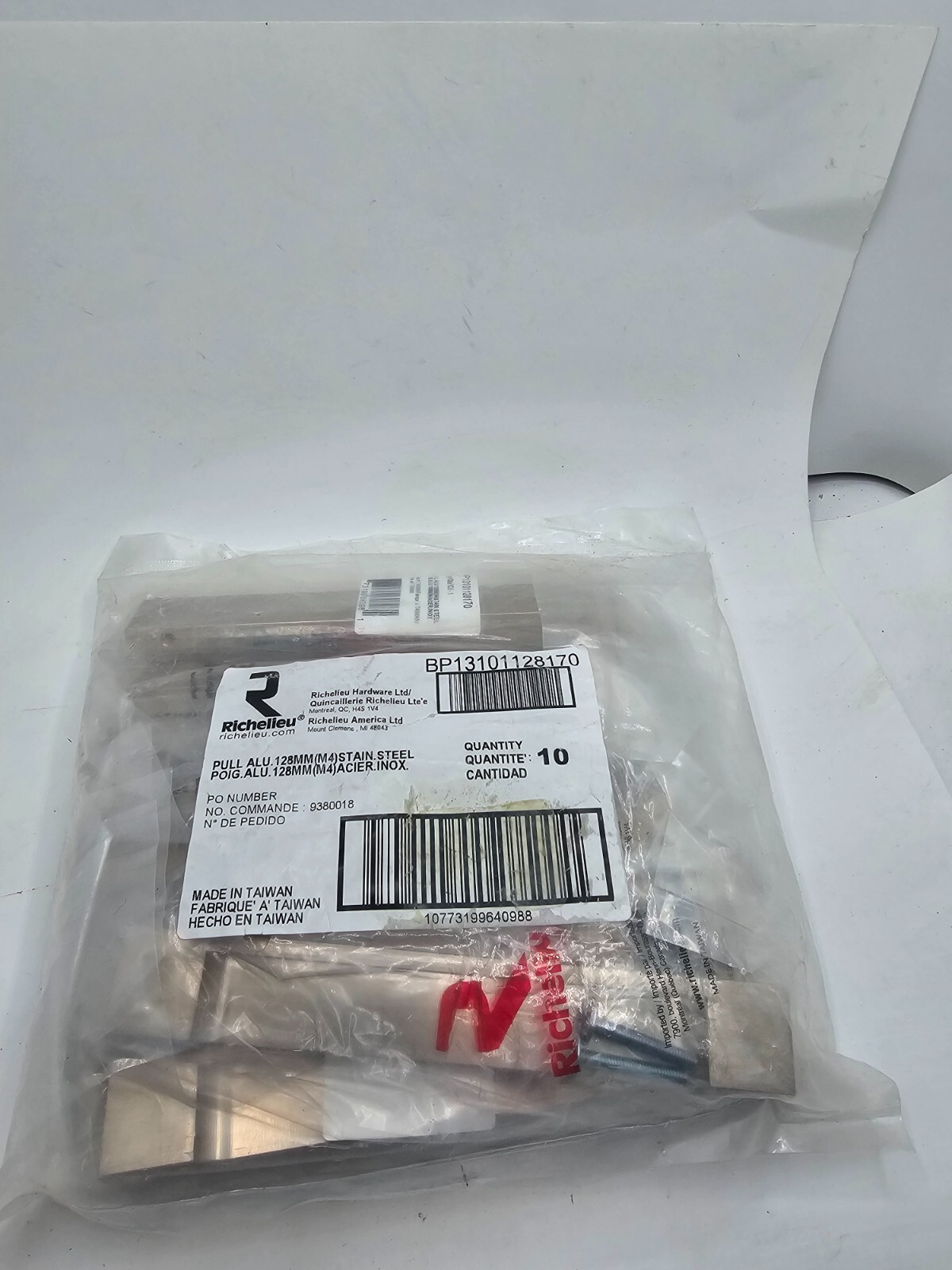 (QTY 10) Richelieu Contemporary Metal Pull 128mm Stainless Steel BP13101128170