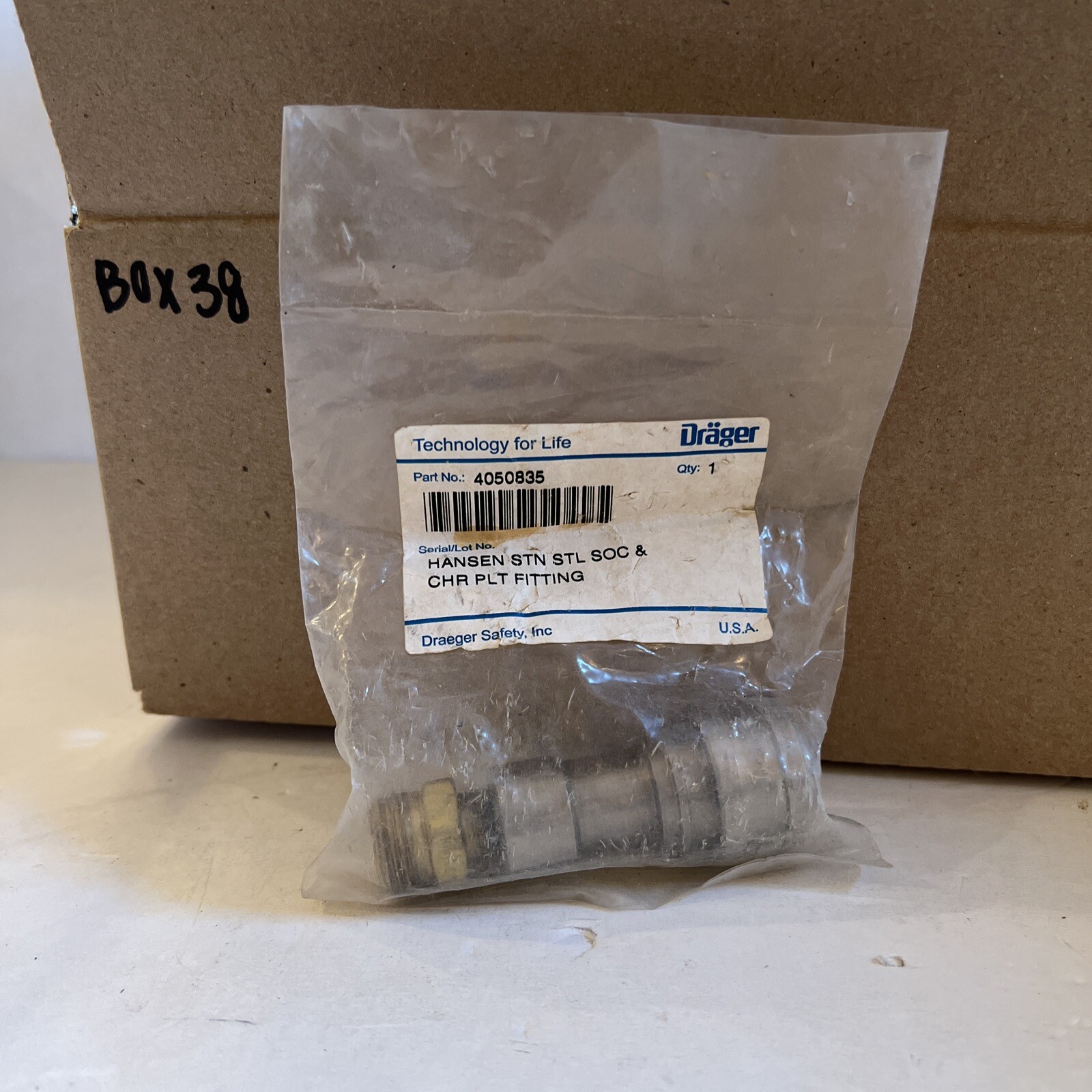 Drager 4050835 Hansen Stn Stl Soc & Chr Plt Fitting