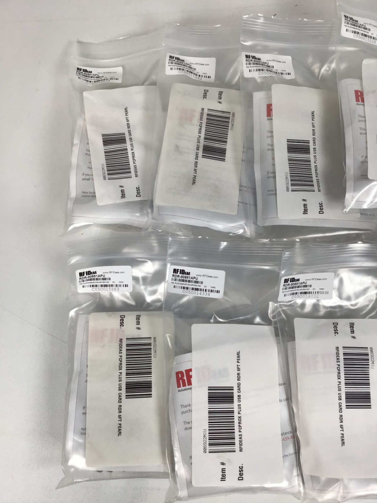 Lot of 10 RFIDeas USB Card Reader RDR-80581APU 006922MIU Pearl 6 Foot ~