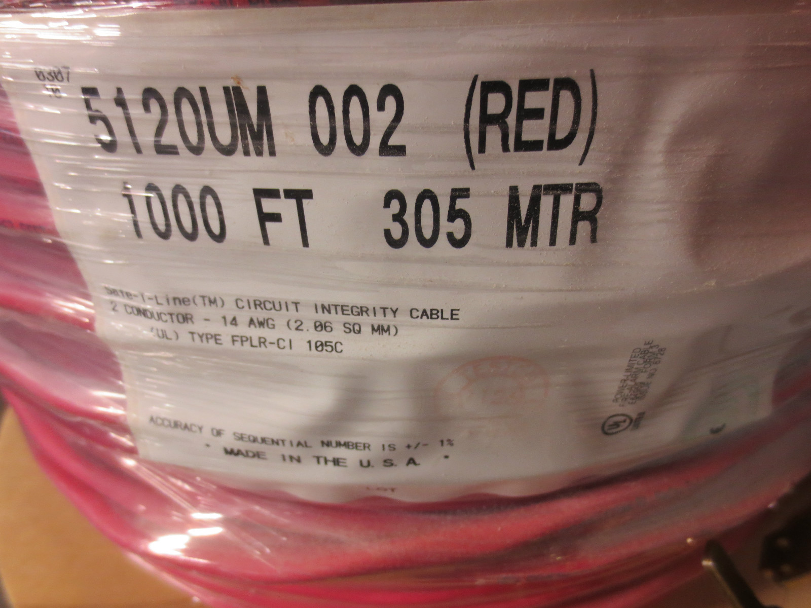 BELDEN 5120UM 002 – FIRE ALARM CABLE, Riser – FPLR, 14 AWG – RED – PER FOOT