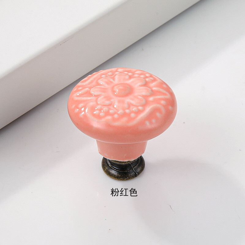 4Pcs 14x31x34mm Ceramic Drawer Knobs for Home, Pink