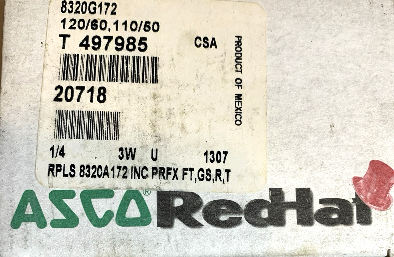 Asco RedHat 8320G172 120/60 Solenoid Valve 3 Way