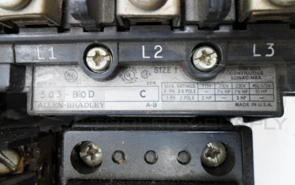 ALLEN BRADLEY 505-BOD /C W/ CB236 W/ 42185-800-01 W/ 40410-326-52 595-AB 505-B0D
