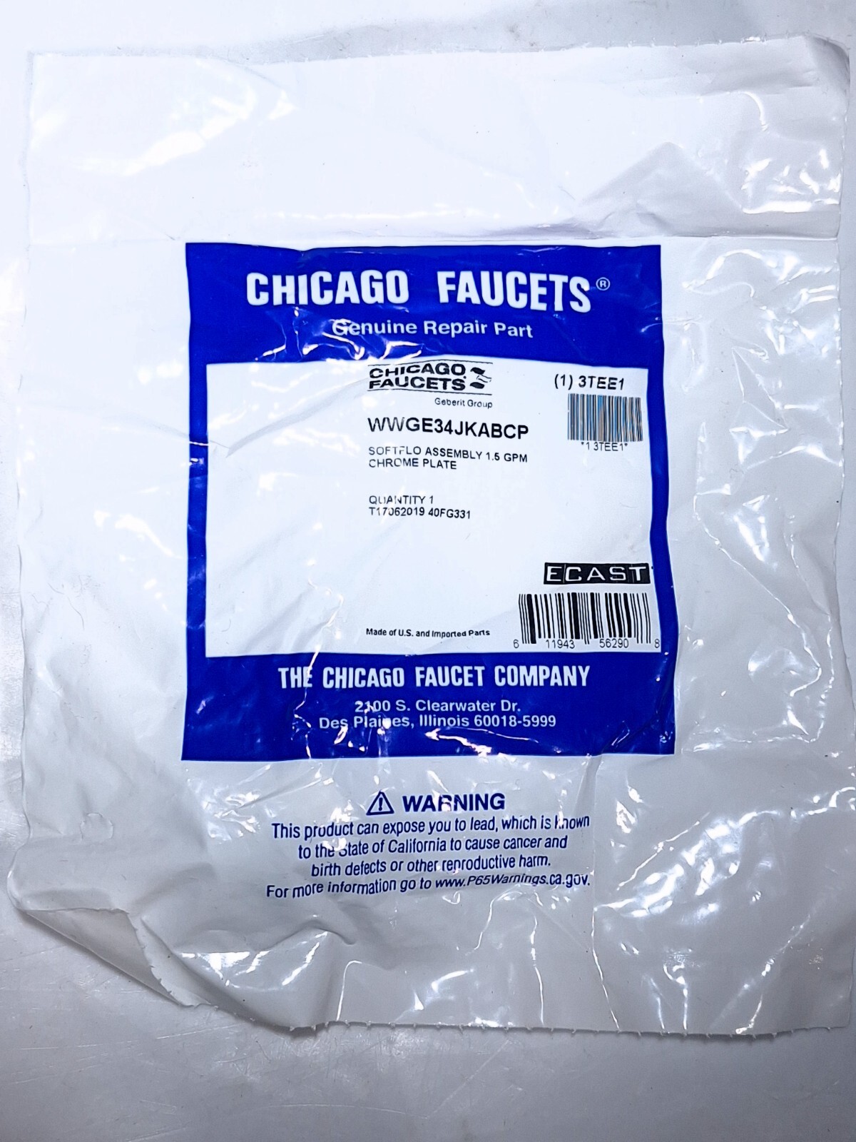 CHICAGO FAUCETS VANDAL RESIST CHROME SOFTFLOW AERATOR 2.2 GPM E12VPJKABCP 2HXY8