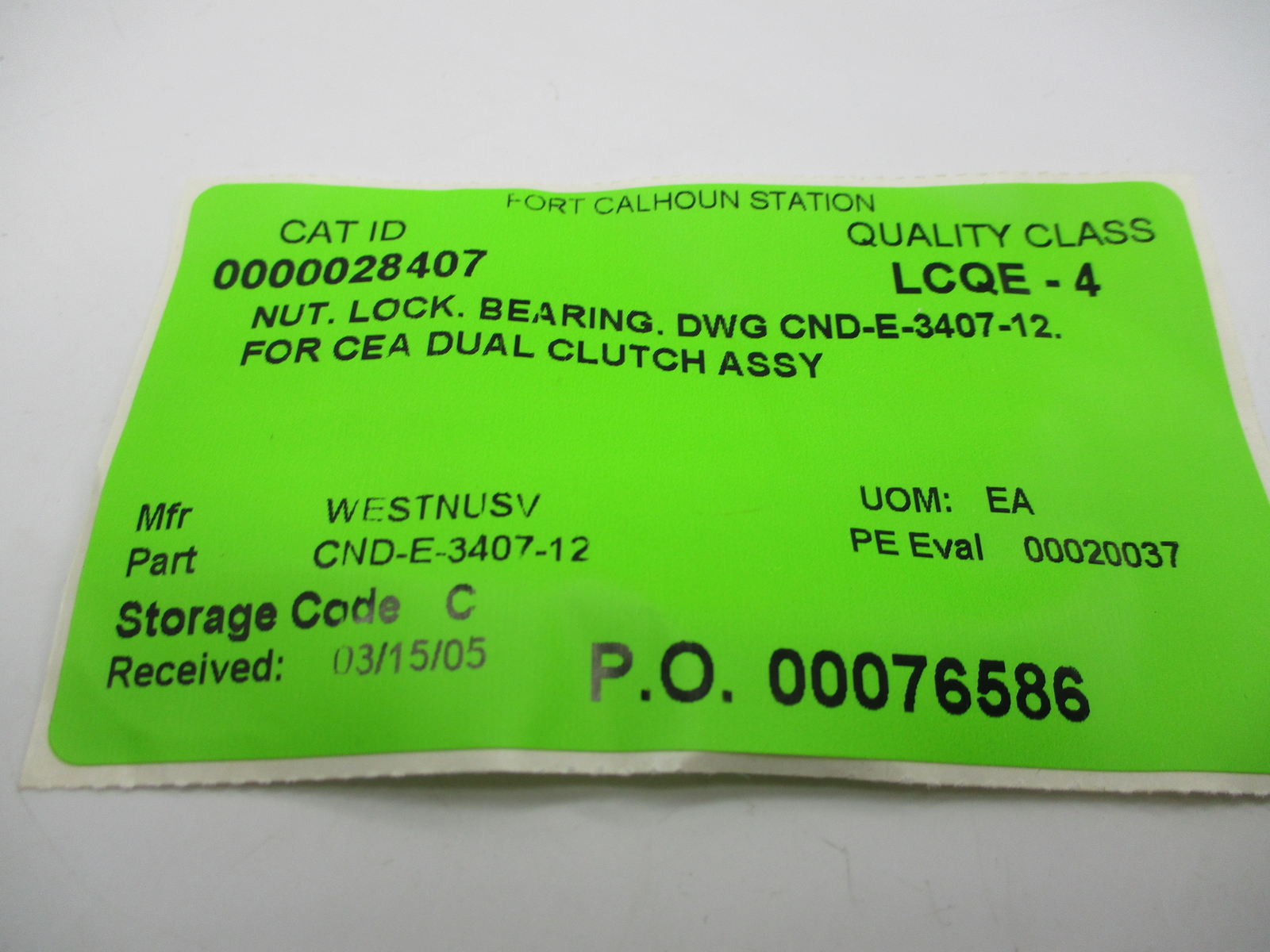 INDUSTRIAL SPARE CND-E-3407-12 BEARING LOCK NUT NSMP