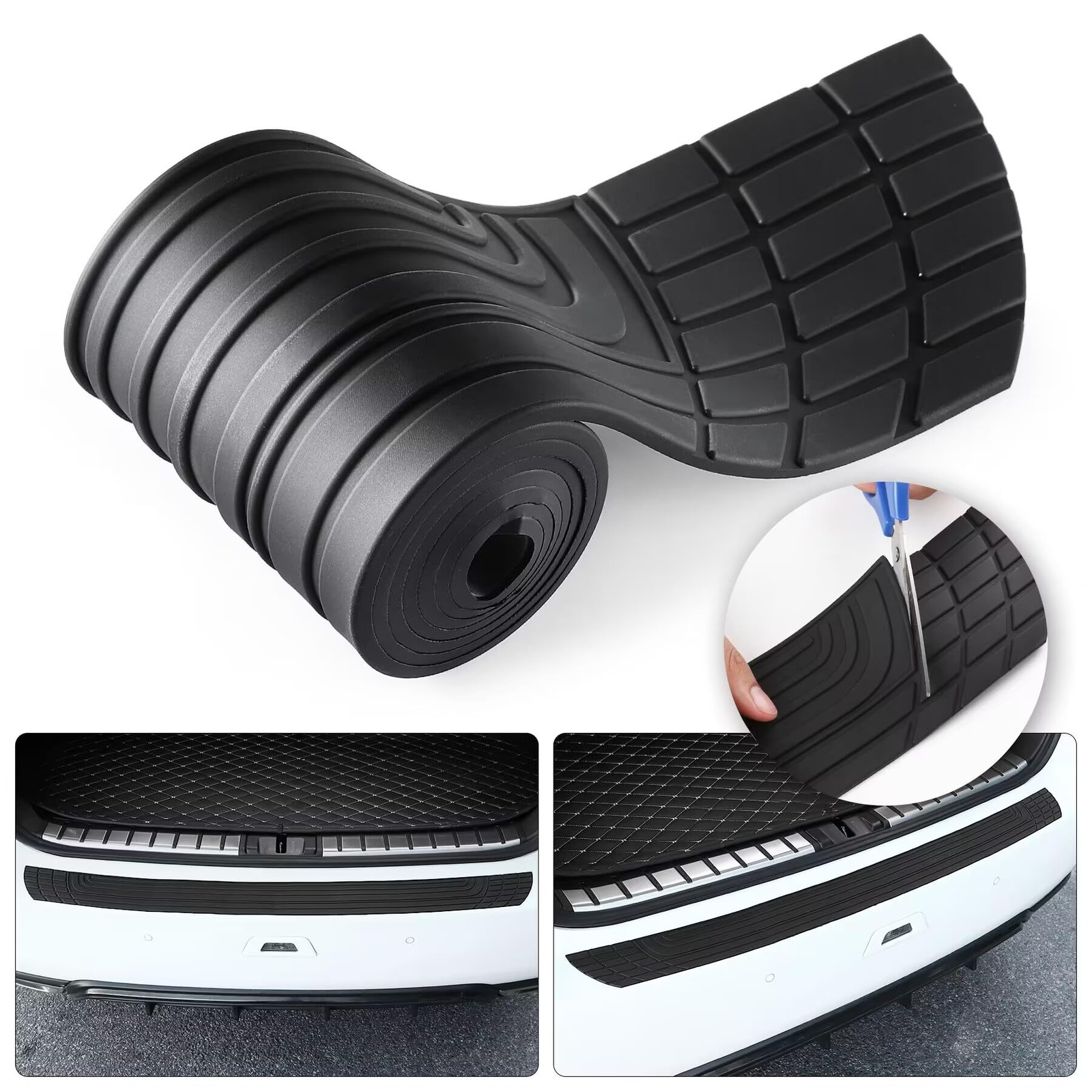 Car Rear Bumper Protector 41×3.4 inch Rubber Anti-Scratch SUV Accessory