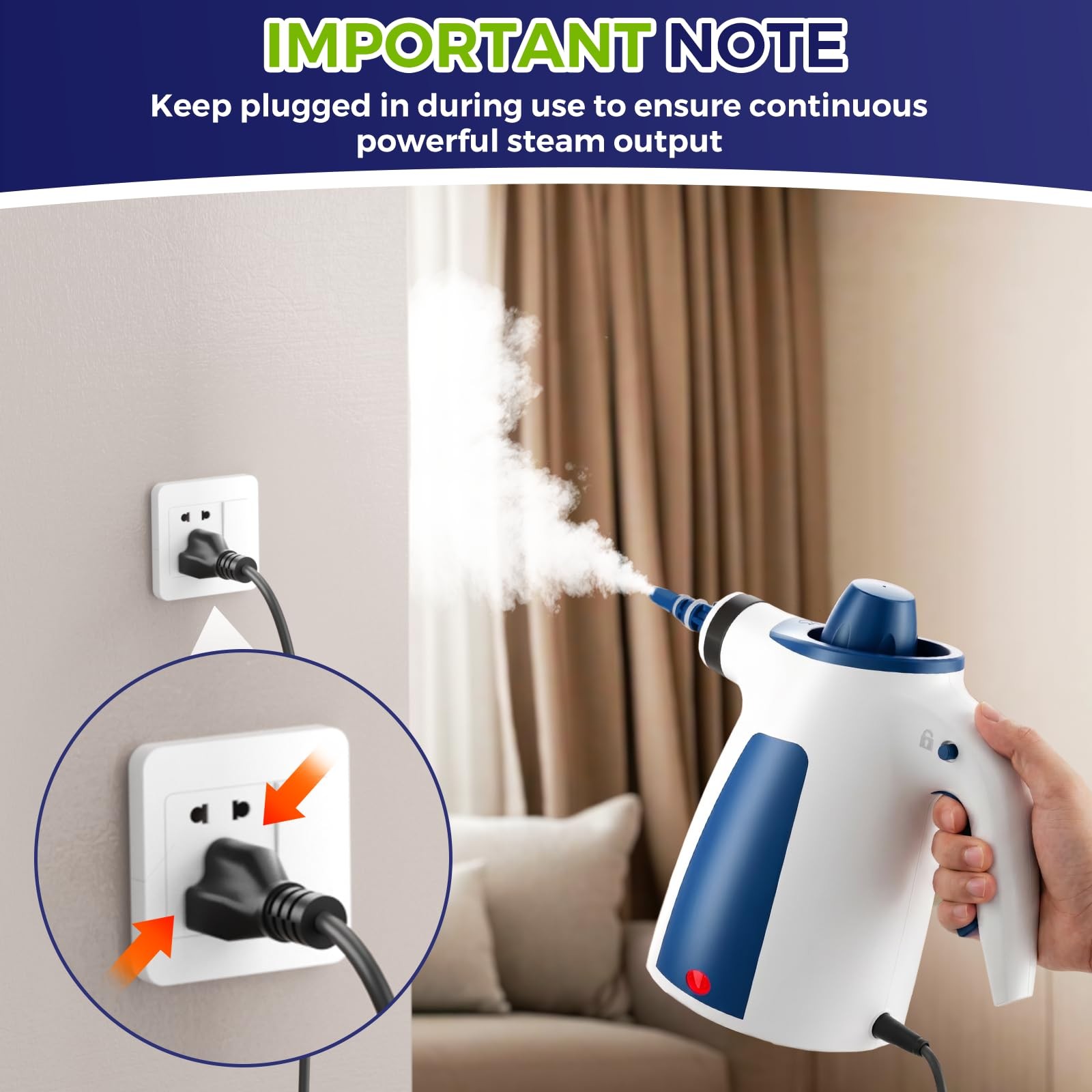 Handheld Steam Cleaner, 230°F Pressurized Steamer L, Ice White & Sky Blue