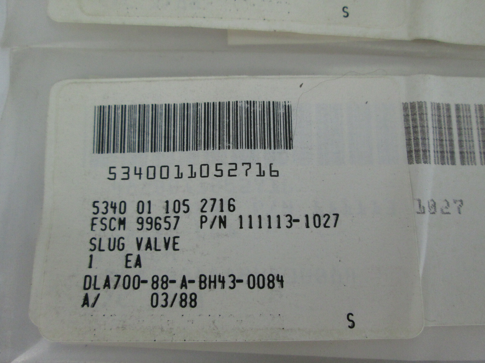 Lot of 6 New NOS Self-Locking Insert Slug Valve 111113-1027 5340-01-105-2716