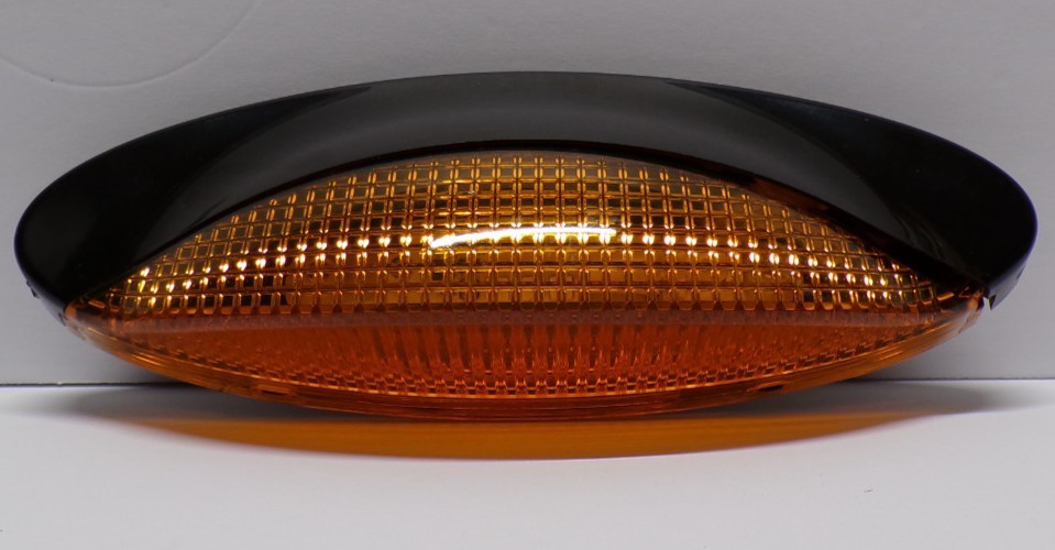 Grote RV LED Porch Light Euro Amber Lens Camper RV Trailer Black Exterior 12V