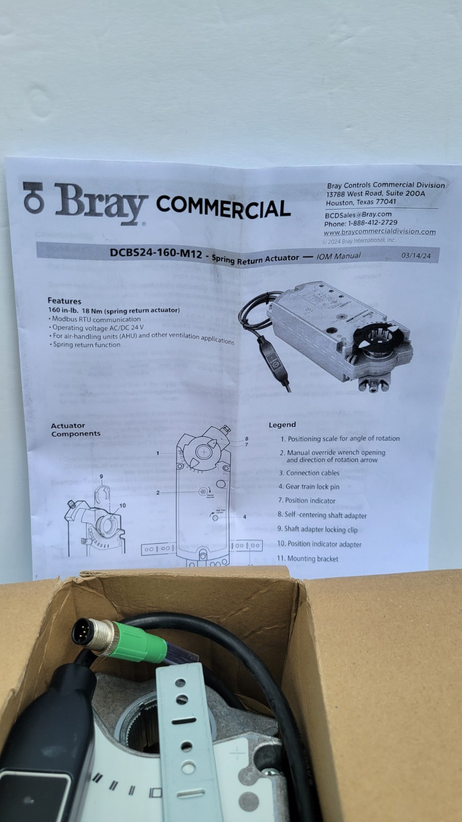 Bray DCBS24-160-M12 24V SPRING RETURN ACTUATOR NEW Actuator