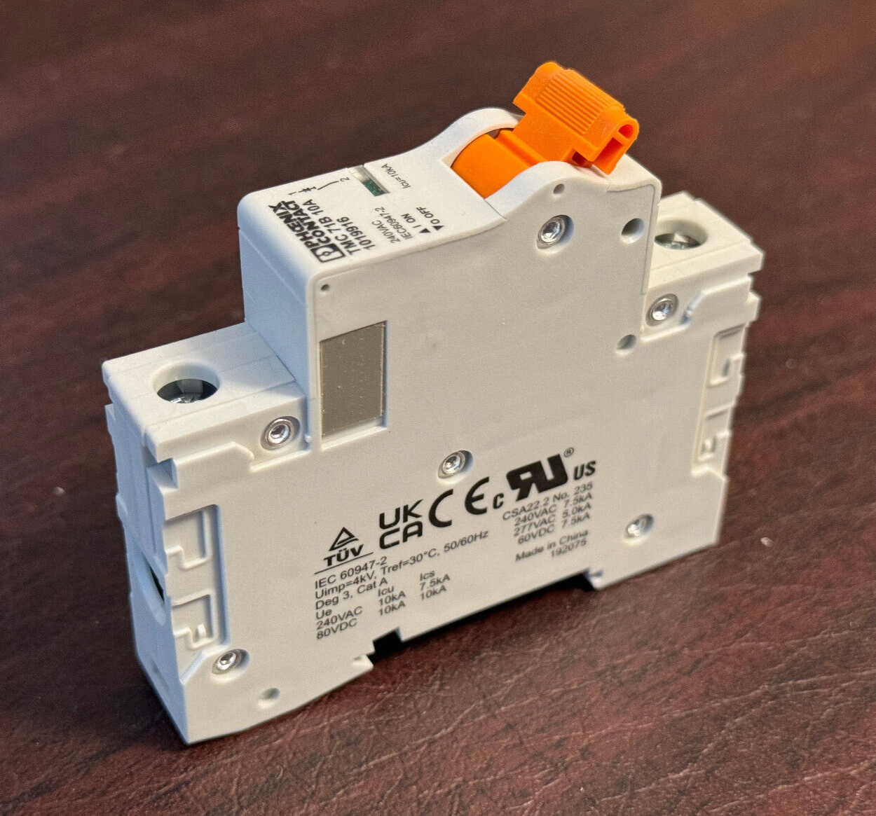 Phoenix Contact 1019916 TMC 71B 10A Thermomagnetic Circuit Breaker DIN Rail 35mm