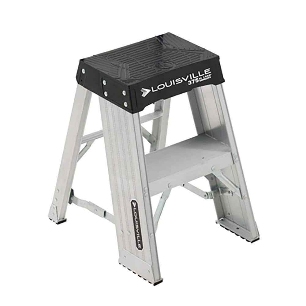 Louisville AY8002 2-Step Aluminum Step Ladder, 22-3/4″ Overall Height