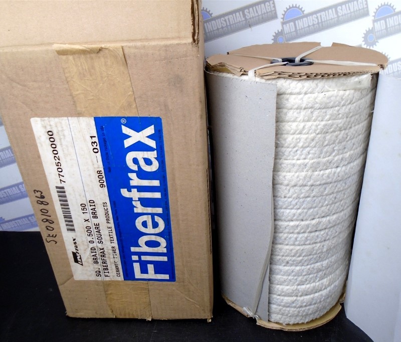 FIBERFRAX – High Temp CERAMIC SQUARE BRAID 770520000 – 1/2 in. 0.500 x 150ft NEW
