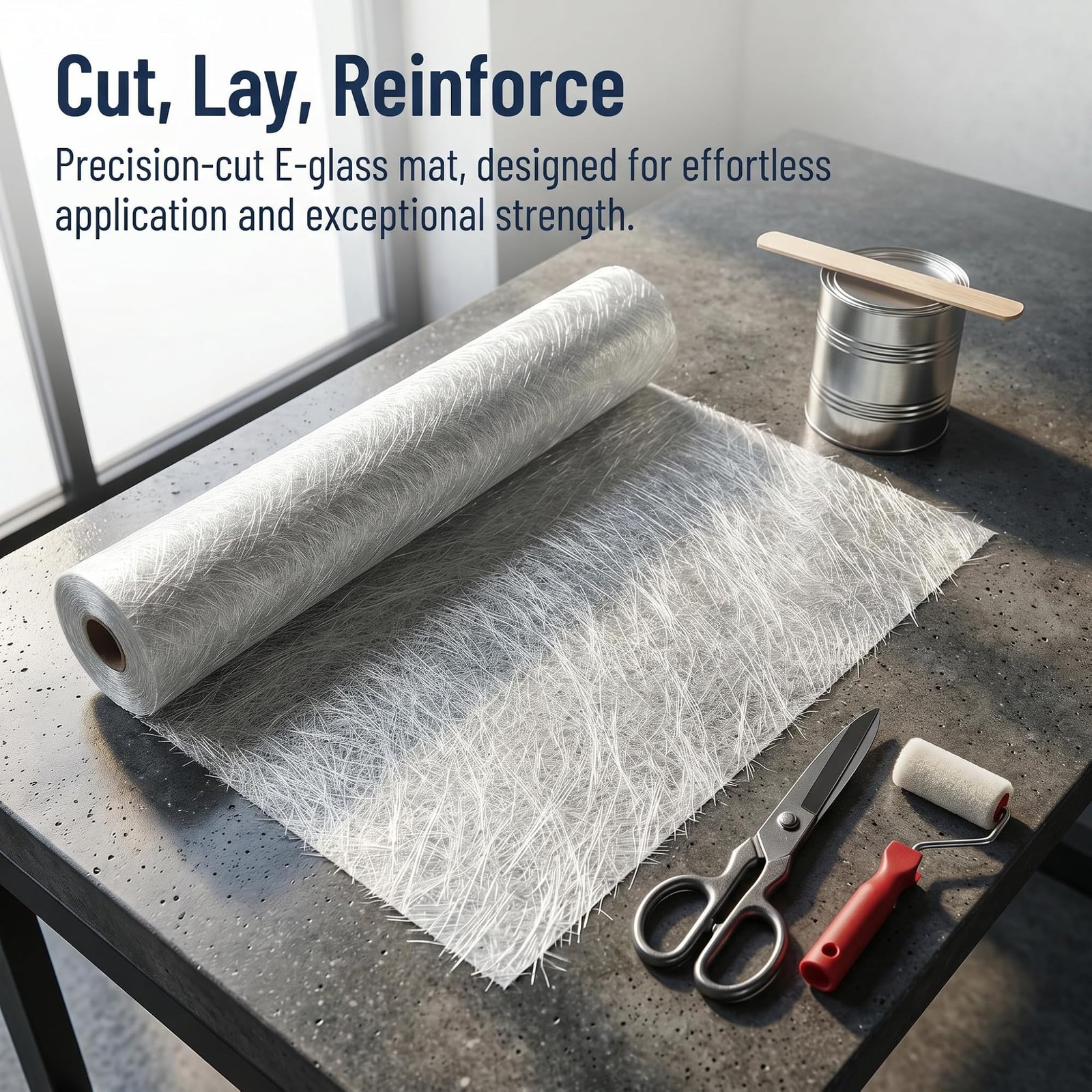 Fiberglass Mat Roll 35″ x 10 Yards (30 ft) – 1.5 oz/sqft Chopped Strand Mat (…