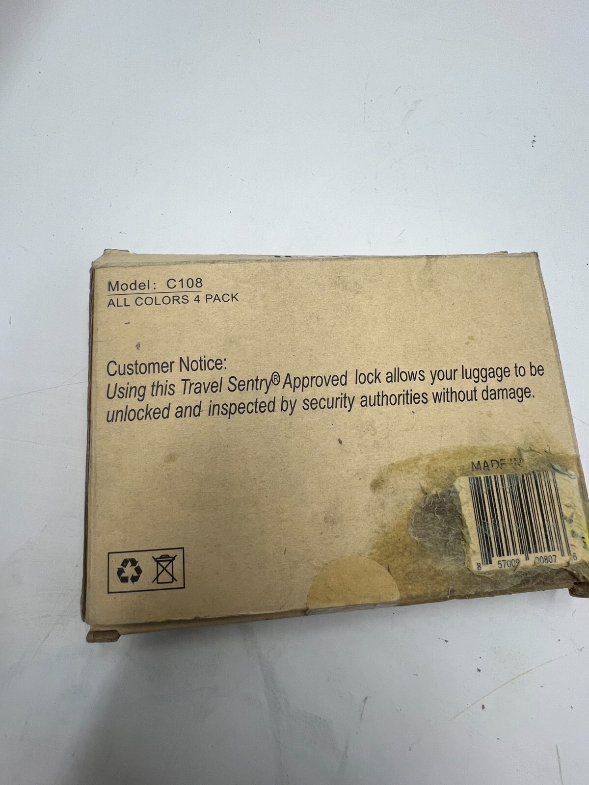 (QTY 4) Anvil 3-Digit Combination Luggage Lock C108 TSA Approved, Alloy Body