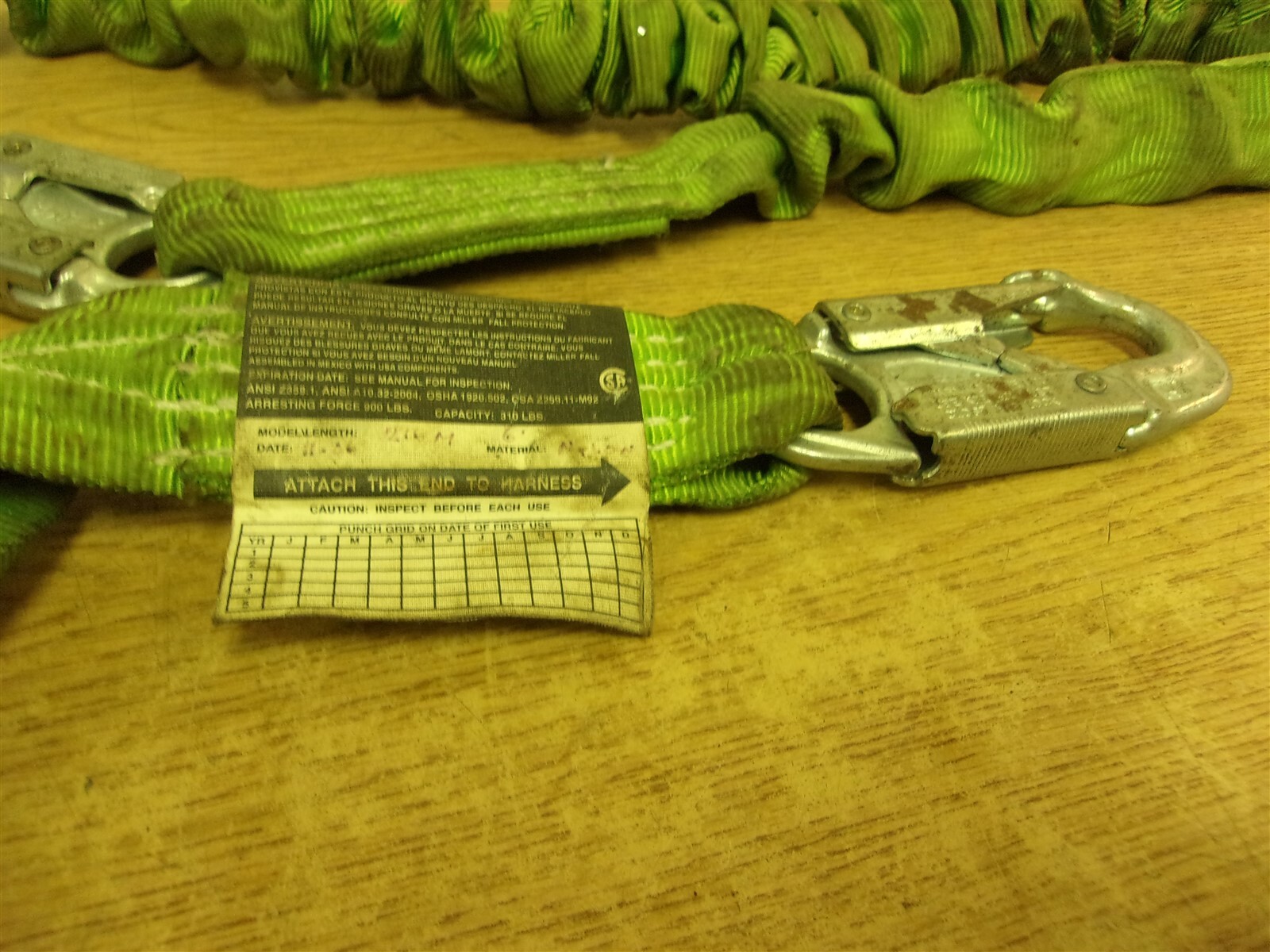 Miller Manyard 11 216M-Z7/6FTGN Shock Absorbing Lanyard 6′ *FREE SHIPPING*