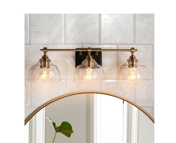 LNC Lainanger 24.4-in 3-Light Matte Black and Polished Gold LED Modern Light