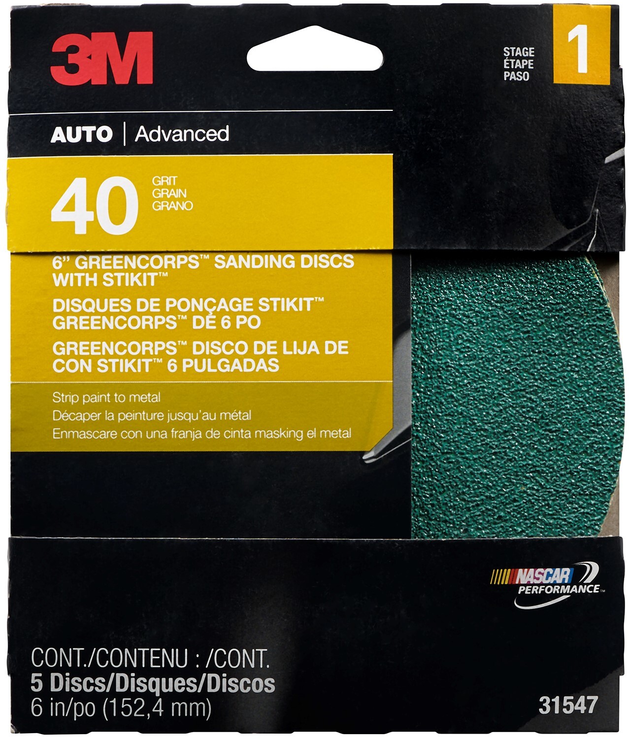 3M Green Corps Sanding Disc with Stikit Attachment, 31548, 6 in, (Case of 100)