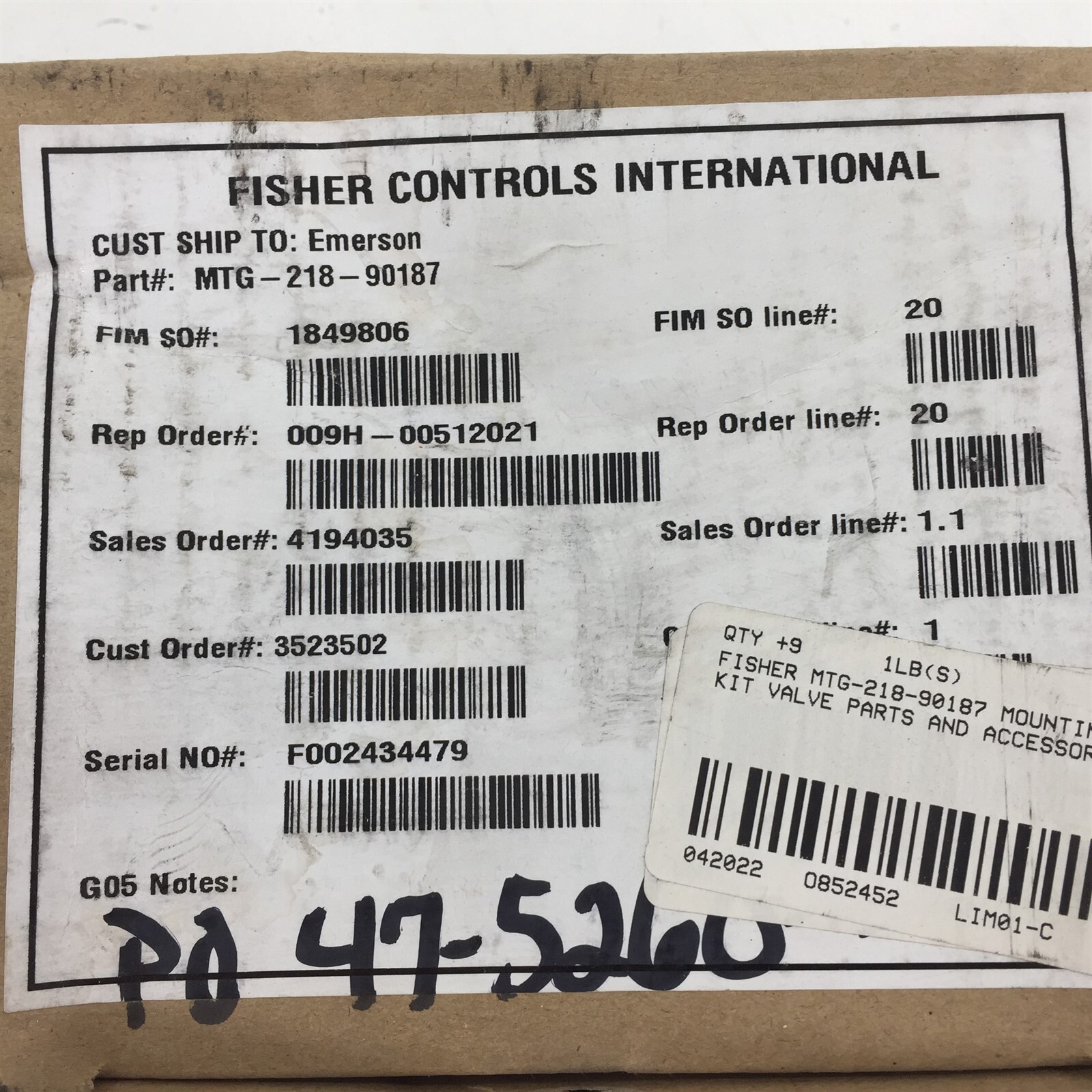Fisher Controls MTG-218-90187 Mounting Plate Kit