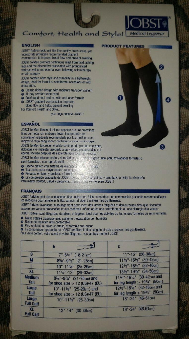 JOBST Medical LegWear Knee High 20-30 mmHg Black X-Large Close-Toe, Men, 1 pair