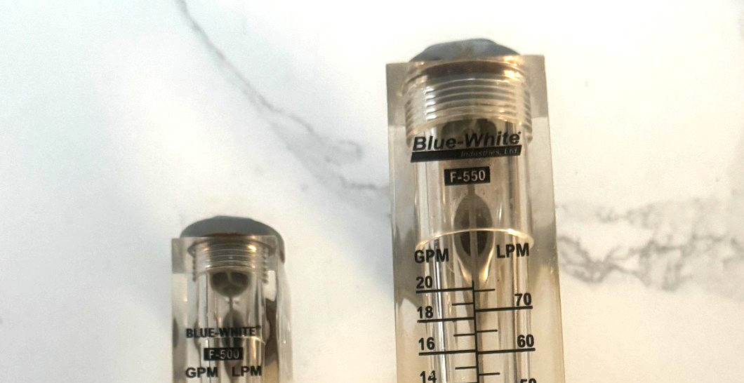 2) Blue White Flow Meter F-550 F-500 F-55200L GPM LPM Water Rotameter Industrial