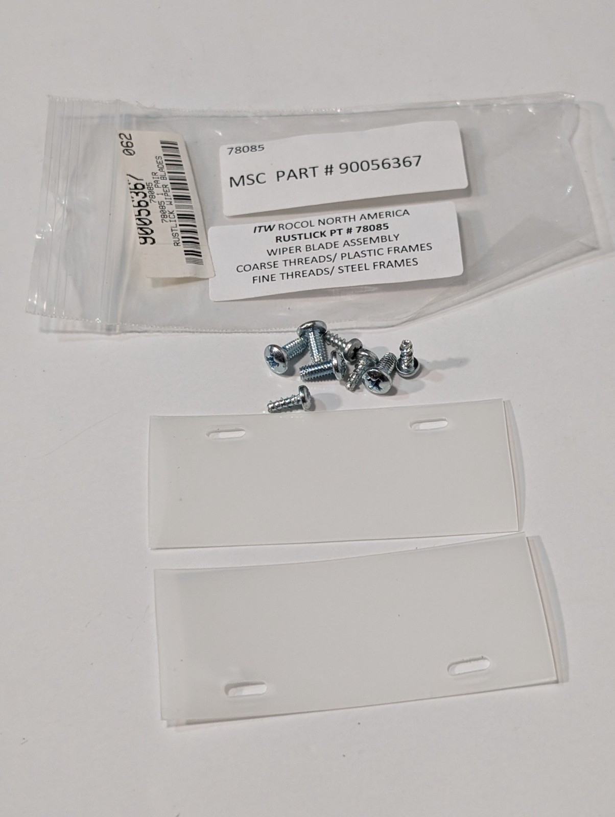 ITW Rocol Rustlick 78085 Wiper Blade Assembly, Coarse/Fine Threads, MSC 90056367